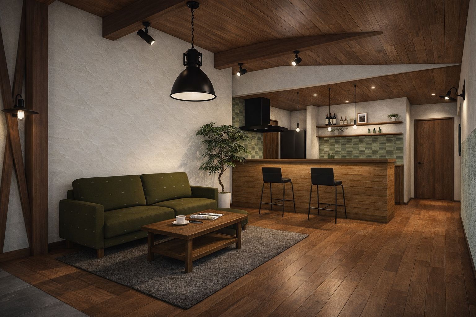 平屋×ガレージ×山小屋風のVintage Style House 完成見学会｜東浦町生路